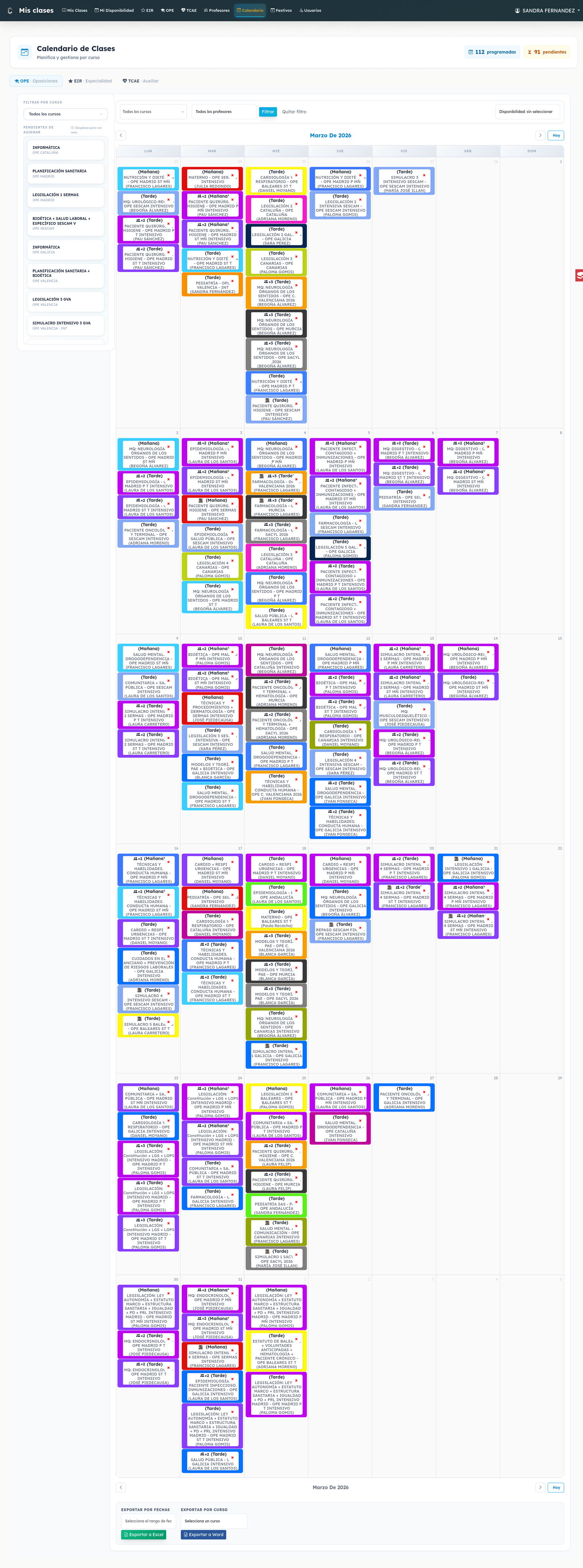 Gestor de horarios para academia — desarrollado a medida